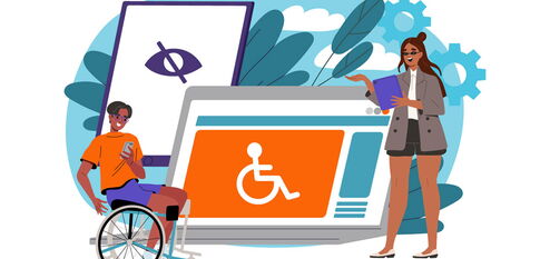 Illustration zu digitaler Barrierefreiheit mit Symbolen