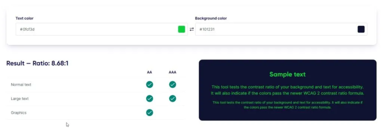 Kontrast checker für Barrierefreiheit