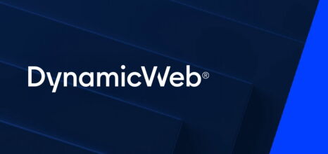 DynamicWeb Logo auf dunkelblauem Hintergrund