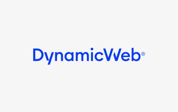 DynamicWeb Logo mit registrierter Marke in Blau auf hellem Hintergrund